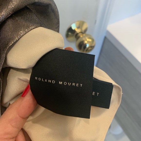 NWT Roland Mouret Anser asymmetric silk-blend gold lame dress. Size 14 - Picture 8 of 8